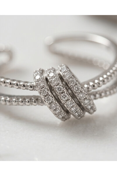 XUPING JEWELRY Multi-Band Sparkling Stone Detailed Adjustable Ring