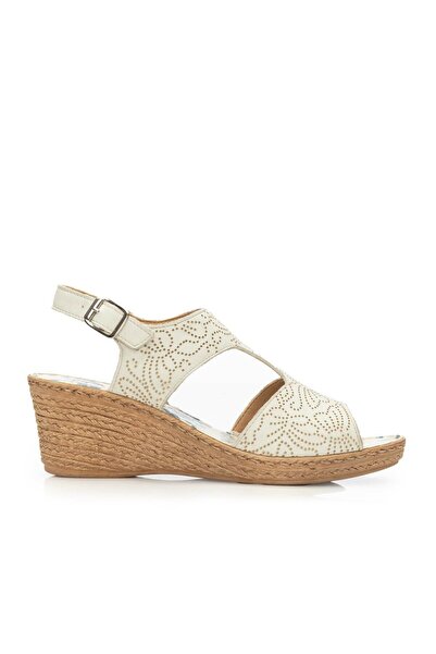 UrbanShoes Sandale cu platformă damă din piele naturală, Leofex – 534-1 Bej Box