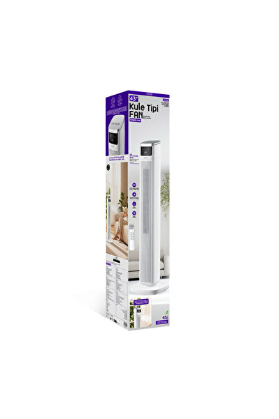 Al-NET Teknoloji Kule Tipi Fan 45W, 3 Kademe, Zamanlayıcılı, 43"Inç Kumandalı...