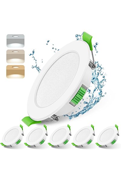 Dotail Σετ 6 φωτιστικών σποτ LED Mizlay, εντοιχιζόμενα, 7W, 3000K/4000K/6500K...