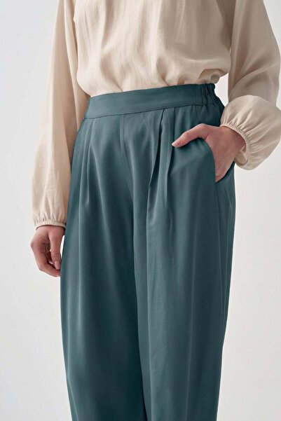 ALLDAY Πράσινο παντελόνι με πιέτες σε στυλ μπαλόνι