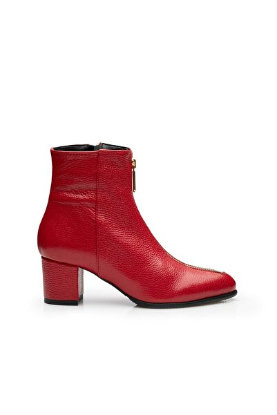 UrbanShoes Elegant women's ankle boots made of genuine Leather - 2120 Box red