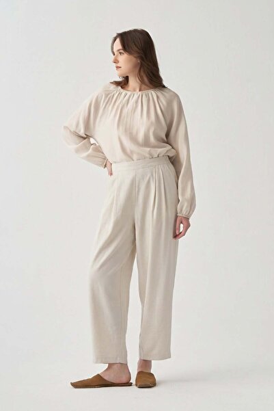 ALLDAY Παντελόνι μπαλόνι με πέτρινες πιέτες