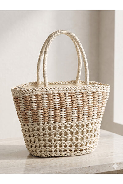 Luminos Butik Μπεζ Ψάθινη Τσάντα CNT1015