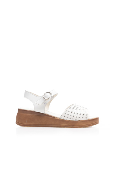 UrbanShoes Sandale cu talpă joasă damă din piele naturală, Leofex - 068 Alb B...