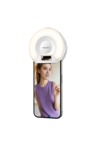 Yesido LED Selfie Light with Phone Clip (DH13) - 400mAh, 6.8W, 3 Lights Mode ...
