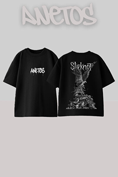 Anetos Μπλουζάκι Slipknot Eagle Design με στάμπα στην πλάτη, βαμβακερό, μαύρο...