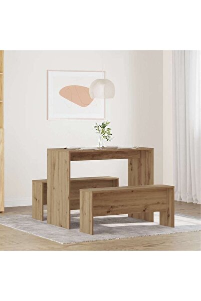 vidaxl Σετ Τραπεζαρίας με Πάγκο Αρτισιανή Δρυς Επεξεργασμένο