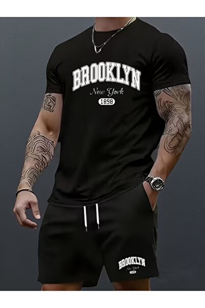 PAVRO Unisex Oversize Σετ Σορτς με Μπλούζα και Σορτς, Άνετο Σετ με Μικτά Τυπω...