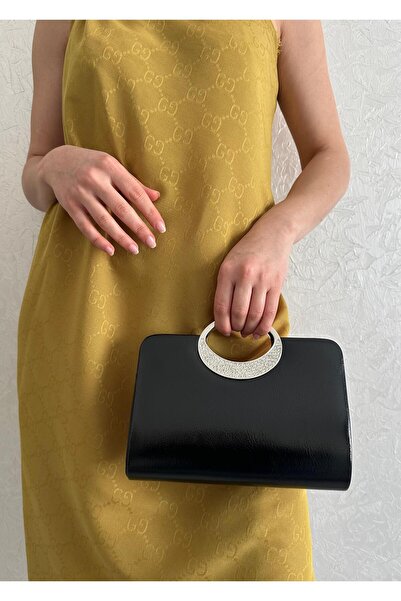 she poly Γυναικεία βραδινή τσάντα clutch με μαύρη λαβή και δαχτυλίδι