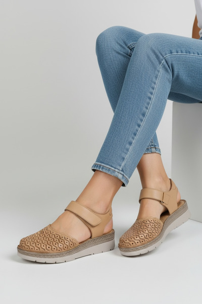 SHOUGO Γνήσιο δέρμα, Ολόκληρα Ορθοπεδικά, Κλειστά Μπροστά, Καθημερινά Γυναικε...