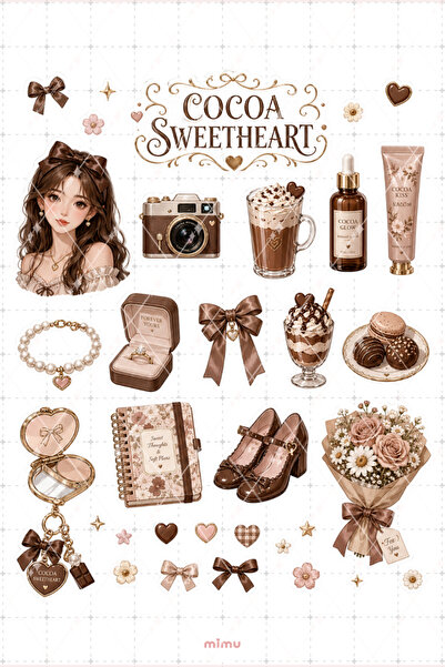 Mimu Art Studio Milk Chocolate Girl Sticker Seti Kahverengi Çikolata Kız Tema...