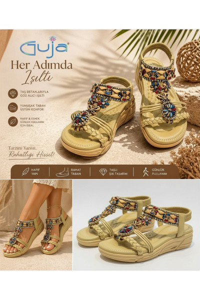Guja 26Y154 Σανδάλια με πέτρες και χάντρες