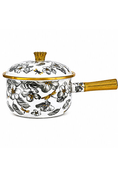 opulentmaison Κορυφαίας ποιότητας εμαγιέ κατσαρόλα με καπάκι, κομψό φλοράλ σχ...