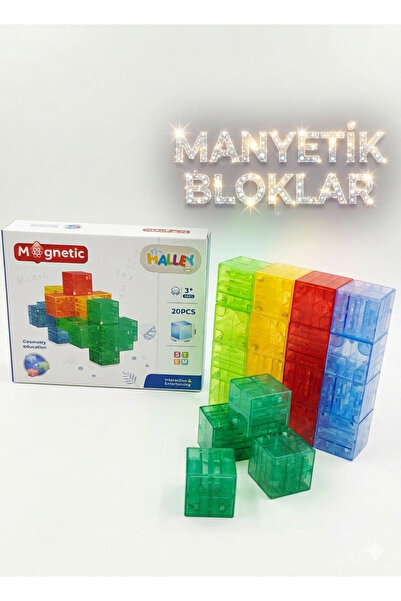 BESTTOYS Manyetik küp şeklinde bloklar yapı blokları 20 parça 2×2 boyutunda m...