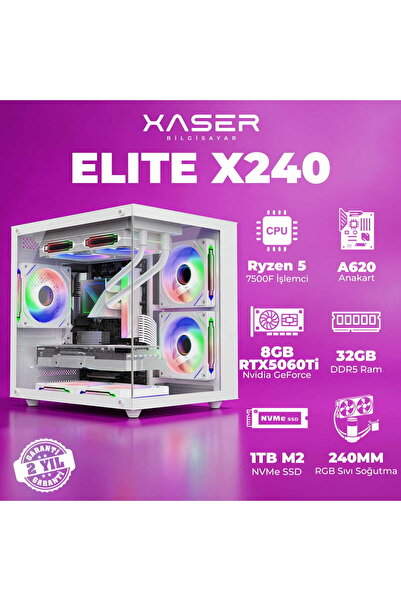 XASER Elite X240 Ryzen 5 7500F 32GB DDR5 Ram 1TB M.2 NVMe SSD 8GB RTX5060 Ti ...