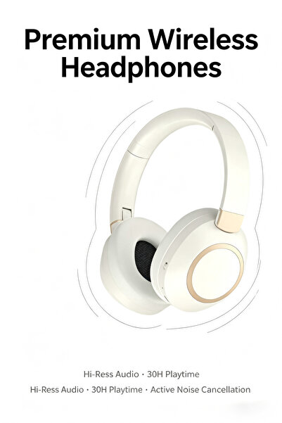 POLLASTRINI Wireless Bluetooth Headphones with ANC, Hi-Fi Stereo Sound, 30H B...