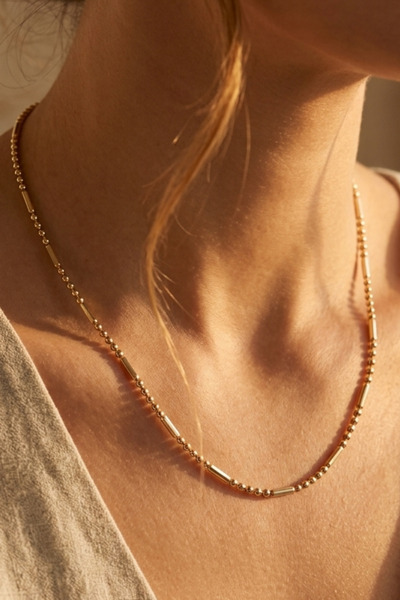 Rua Jewelry XUPİNG Damgalı Top Zincir ve Silindir Detay Kadın Kolye 1.5 Mm Al...