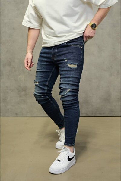 2Y PREMIUM MEN'S SKINNY FIT Ripped Jeans – DARK BLUE FLAWLESS STREETWEAR