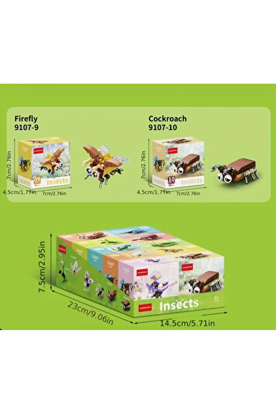 LELEBROTHER Insects Serisi 10'u 1 Arada Eğitici Lego Blok Seti - 310 Parça