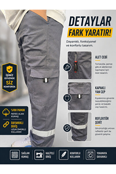 SaglamKıyafetler Yazlık İş Pantolonu %100 Pamuklı Ağ Takviyeli