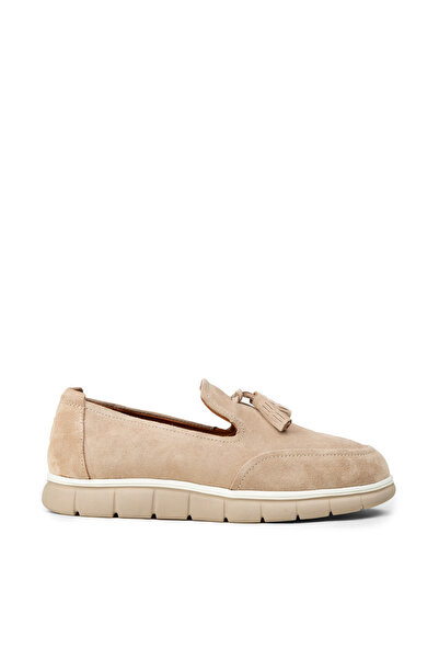 Deery Men's Suede Beige Tasseled Loafer Shoes