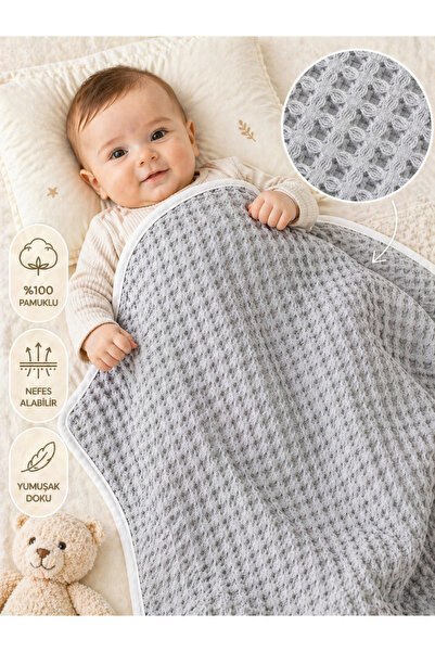 Waffle Pique Baby Blanket 100% Cotton Breathable Newborn Swaddle Blanket