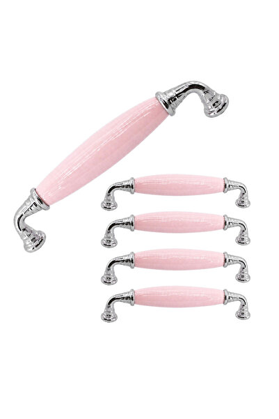 Badem10 (5 Τεμάχια) Λαβή από πορσελάνη χρωμίου Afrod Pink 128 mm 12,8 cm Έπιπ...