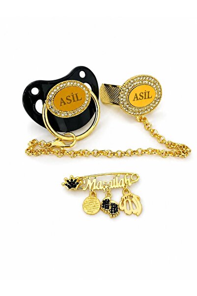 Shopfocus KİŞİYE ÖZEL İSİMLİ-EMZİK-EMZİK ZİNCİRİ-MAŞALLAH BEBEK YAKA İĞNESİ-H...