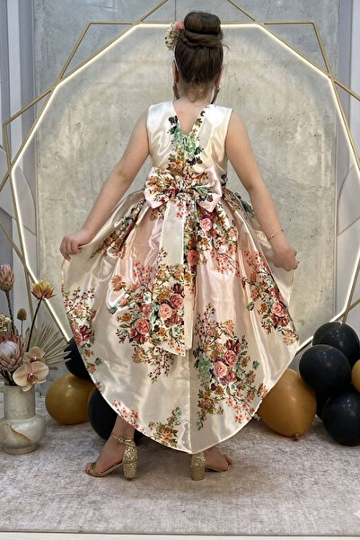 tny kids collection Floral Patterned Satin Dress