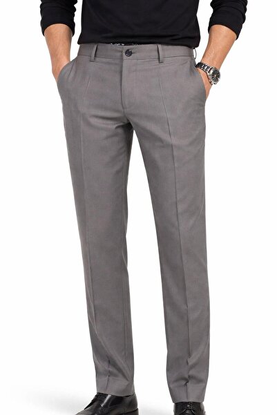 CLASSİCS MEN Ανδρικό παντελόνι από λινό Dobby Caserta Regular Fit - 7635