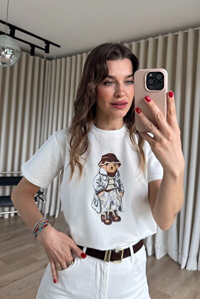 Sue Store Λευκό μπλουζάκι με στάμπα Teddy