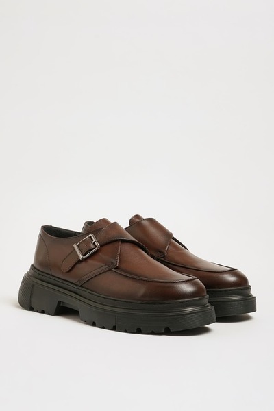 Faruk balkanas Gomez Model Genuine Natural Leather Eva Sole Buckle Casual Shoes
