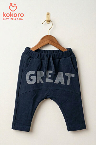 Kokoro Mother & Baby Baby Boy Navy Blue "Great" Printed Harem Pants - Relaxed...