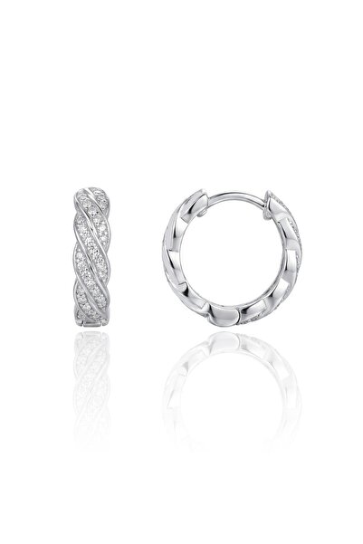 Söğütlü Silver 925 Ayar Gümüş Küpe Burgu Model Tamtur Zirkon Taşlı Halka Küpe...