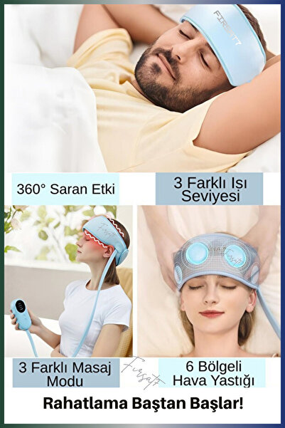Fırsat7 Kafa Masaj Aleti | Premıum Isıtmalı Şarjlı Hava Yastıklı Baş Masajı C...