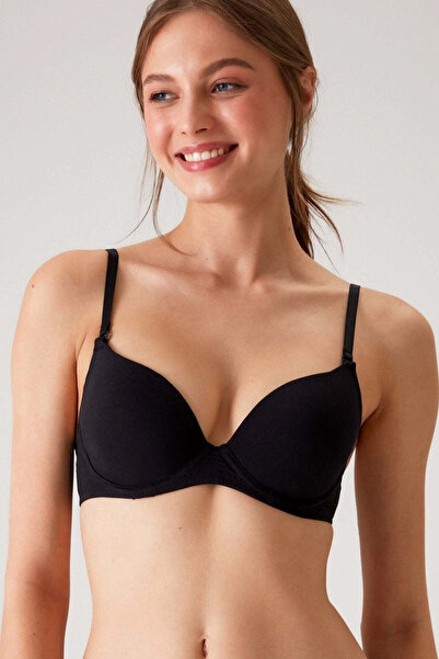 Pierre Cardin Siyah 6401 Rome Soft Push Up / Yarı Destekli Tak-çıkar Askılı Pamuklu Sütyen