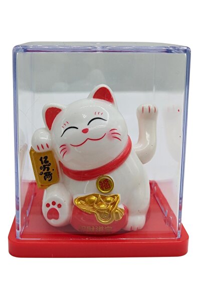 Dünyadan Hediyeler Maneki Neko El Sallayan Mini Şans Kedisi Beyaz Solar Güneş...