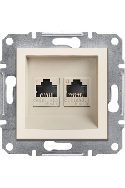 Schneider Electric Asfora – İkili RJ45 Cat6 UTP, Çerçeveli – Krem