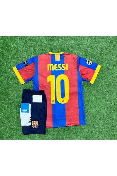 BREATHLESS Barcelona Lionel Messi 2011/12 Sezonu Çocuk Forması Şort Çorap 4'l...