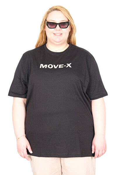 ModeXL Mode XL Real Big Size Women's T-Shirt Bis Yaka Move-X U26114 Black