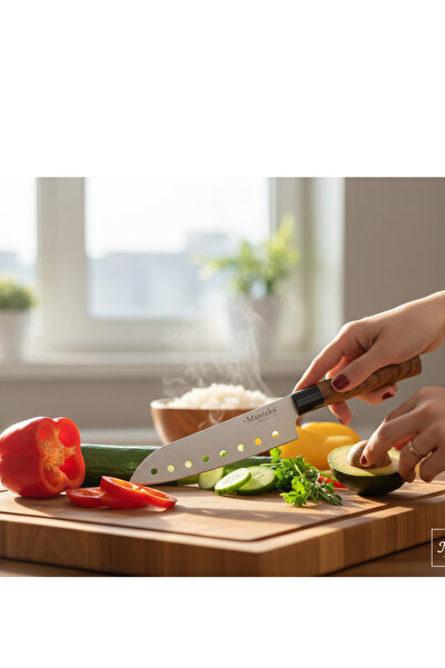 Minteks Home kaplama santoku delikli şef bıcağı