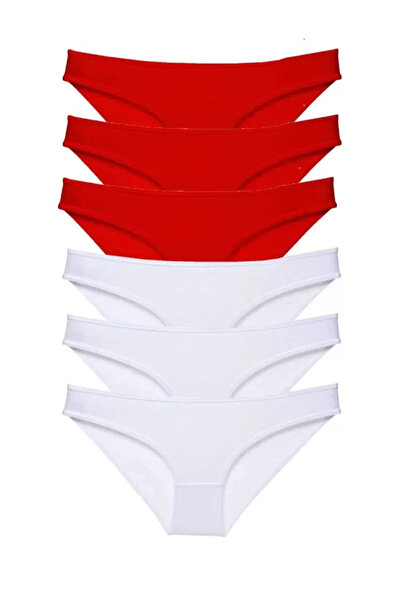 Mestore 6 Pieces Super Eco Set Lycra Women's Slip Panties Red White