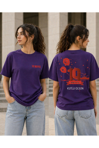 VODEXA 19 MAYIS BAYRAMI Tricou oversize unisex imprimat 100% bumbac, croială ...