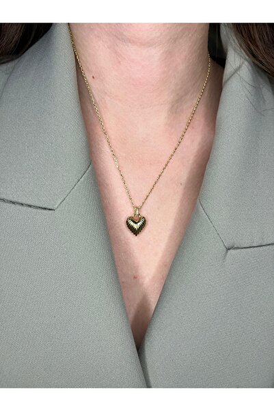 Vivante Vintage Gold Embossed Textured Heart Shaped Tarnish Resistant Steel P...