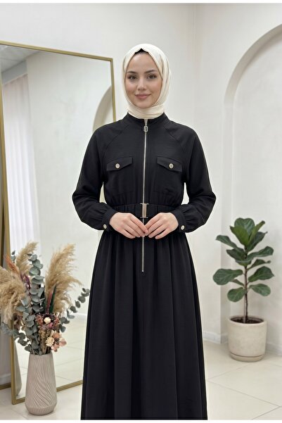 lavrisa Rochie de damă din țesătură Tencel, cu curea și fermoar pe jumătate, ...