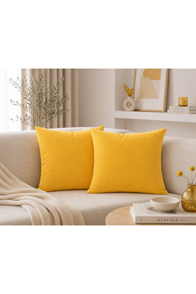 BURCIN HOME غطاء وسادة أصفر مكون من قطعتين، غطاء وسادة زخرفي حديث للأريكة 45x...