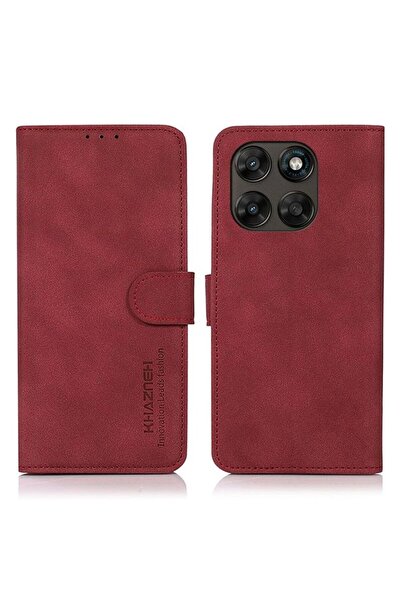 KHAZNEH Retro Leather Θήκη Πορτοφόλι Wine Red (Motorola Moto G67 5G / G77 5G)