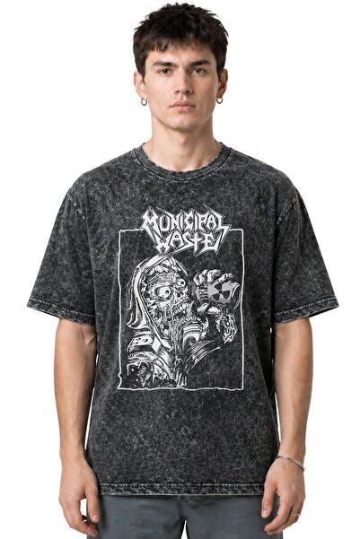 SEVBANO Tricou unisex supradimensionat, cu imprimeu frontal, Municipal Waste ...