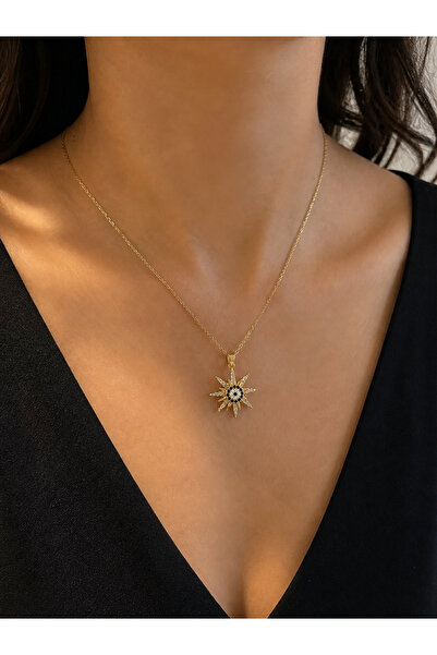 Senzavetra Zirkon Taşlı Dönen Yıldız Kolye – Altın Renk Zarif Kadın Kolyesi